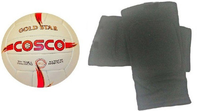 

Cosco 'Gold Star' Volleyball (Size: 4) + one Pair of Knee Padded Supporter (Color On Availability)- Volleyball Kit