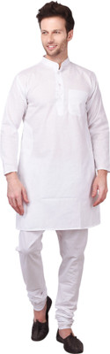 LDHSATI Men Solid A-line Kurta(White)