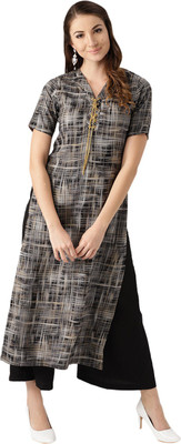 Libas Women Self Design Straight Kurta(Grey)