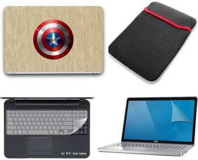 

Gallery 83 ® camptain america shield wallpaper 4 in 1 combo pack with laptop skin sticker decal, laptop sleeve pouch, key guard, Screen protector all are laptop 15.6 inch Combo Set 3360 vinyl Laptop Decal 15.6 Combo Set(Multicolor)