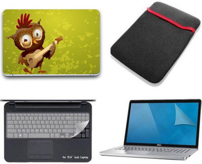 Gallery 83 ® owl art wallpaper 4 in 1 combo pack with laptop skin sticker decal, laptop sleeve pouch, key guard, Screen protector all are laptop 15.6 inch Combo Set 3585 vinyl Laptop Decal 15.6 Combo Set(Multicolor)