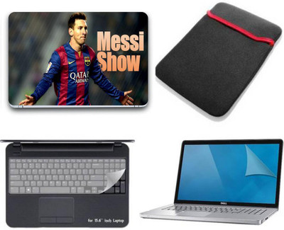 Gallery 83 ® messi show wallpaper 4 in 1 combo pack with laptop skin sticker decal, laptop sleeve pouch, key guard, Screen protector all are laptop 15.6 inch Combo Set 3114 vinyl Laptop Decal 15.6 Combo Set(Multicolor)