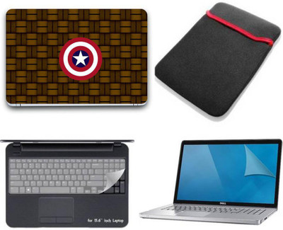 

Gallery 83 ® camptain america shield wallpaper 4 in 1 combo pack with laptop skin sticker decal, laptop sleeve pouch, key guard, Screen protector all are laptop 15.6 inch Combo Set 3401 vinyl Laptop Decal 15.6 Combo Set(Multicolor)