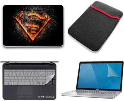 Gallery 83 ® superman wallpaper wallpaper 4 in 1 combo pack with laptop skin sticker decal, laptop sleeve pouch, key guard, Screen protector all are laptop 15.6 inch Combo Set 3204 vinyl Laptop Decal 15.6 Combo Set(Multicolor)