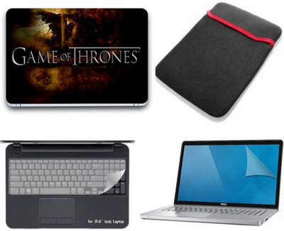Gallery 83 game of thrones wallpaper 4 in 1 combo pack with laptop skin sticker decal, laptop sleeve pouch, key guard, Screen protector all are laptop 15.6 inch Combo Set 3496 vinyl Laptop Decal 15.6 Combo Set(Multicolor)