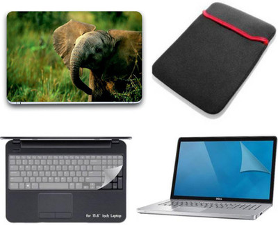 

Gallery 83 ® elephant wallpaper 4 in 1 combo pack with laptop skin sticker decal, laptop sleeve pouch, key guard, Screen protector all are laptop 15.6 inch Combo Set 3285 vinyl Laptop Decal 15.6 Combo Set(Multicolor)