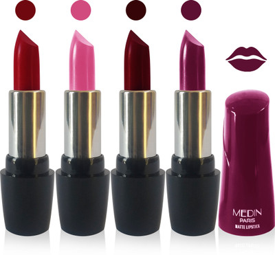 

Medin paris ultra hd elegant colors matte lipstick cosmetics makeup 007 serires set of 4 color(maroon pink d maroon magenta)