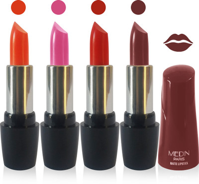 

Medin paris ultra hd elegant colors matte lipstick cosmetics makeup 007 serires set of 4 color(brown red pink orange, 20 g)