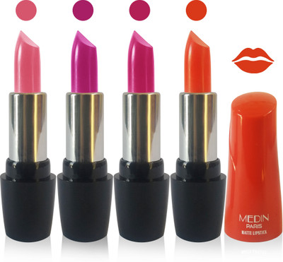 

Medin paris ultra hd elegant colors matte lipstick cosmetics makeup 007 serires set of 4 color(orange purple d purple pink brown, 20 g)