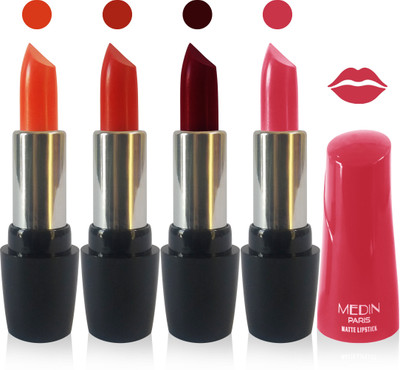 

Medin paris ultra hd elegant colors matte lipstick cosmetics makeup 007 serires set of 4 color(orange red d maroon l carrat)