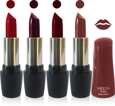 

Medin paris ultra hd elegant colors matte lipstick cosmetics makeup 007 serires set of 4 color(maroon hot chocolate d maroon brown)