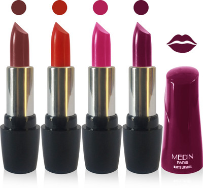 

Medin paris ultra hd elegant colors matte lipstick cosmetics makeup 007 serires set of 4 color(magenta purple red brown)