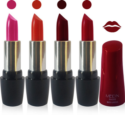 

Medin paris ultra hd elegant colors matte lipstick cosmetics makeup 007 serires set of 4 color(maroon d maroon red purple)