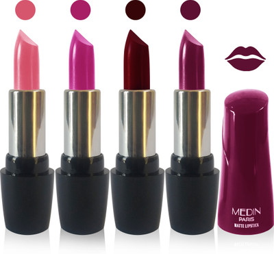 

Medin paris ultra hd elegant colors matte lipstick cosmetics makeup 007 serires set of 4 color(magenta d maroon d purple pink brown, 20 g)
