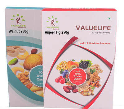 

Value Life Walnut Kernel Anjeer (Dried Figs) Dry Fruits Combo of 2 - 250Grams (1 of Each) Walnuts(500 g, Box)