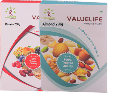 

Value Life American Special Almonds Kishmish Dry Fruits Combo of 2 - 250Grams (1 of Each) Almonds(500 g, Box)