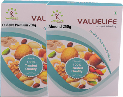 

Value Life American Special Almonds Cashews Premium Dry Fruits Combo of 2 - 250Grams (1 of Each) Almonds(500 g, Box)