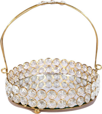

Craftkriti Crystal Holding Basket Crystal Decorative Platter(White)