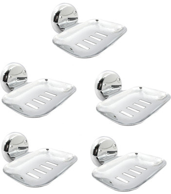 

DECZO Set of 5 Budget Friendly Soap Holder with Straight Slice(Silver)