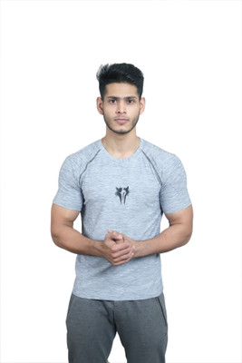 Jacked Wolf Printed Men Round Neck Grey T-Shirt Flipkart