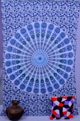 Handicraft-Palace Peacock Mandala Home Decor Art Tapestry(Multicolor)