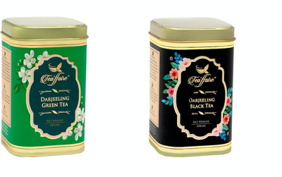 Tea'ffaire Combo Pack Darjeeling Green Tea, 100g+Darjeeling Black Tea, 100g Assorted Black Tea Box(200 g)