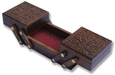 

Desi Karigar Wooden Sliding Jewellery Storage Box Kashmiri Carving Decorative Handicraft Jewellery Vanity Box(Brown)