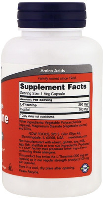 

Now Foods Now Foods, L-Theanine, Double Strength, 200 mg, 120 Veg Capsules(120 No)