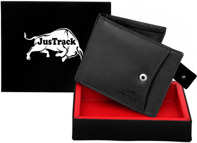 

JusTrack Men Black Genuine Leather Wallet(8 Card Slots)