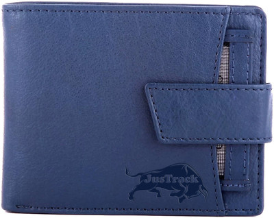 

Justrack Men Blue Genuine Leather Wallet(8 Card Slots), Bule