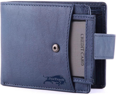 

Justrack Men Blue Genuine Leather Wallet(8 Card Slots), Bule