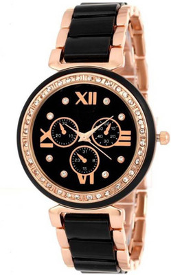 

Shivam Retail SR-0140 Black Gold Diamond Frame Watch - For Girls