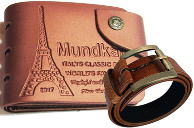 

Peacock Mundkar Belt, Wallet Combo(Tan)