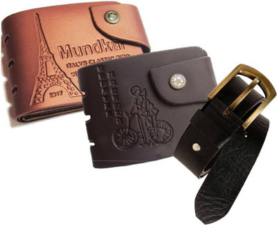 

Peacock Mundkar Wallet, Belt Combo(Black, Tan)