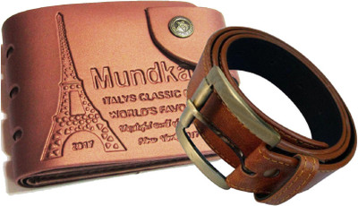 

Peacock Mundkar Wallet, Belt Combo(Tan)