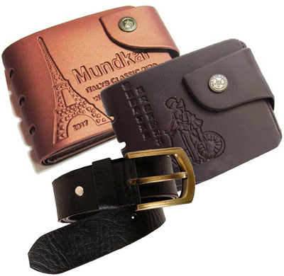 

Peacock Mundkar Wallet, Belt Combo(Tan, Black)