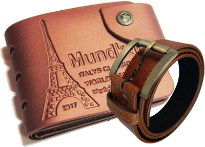 

Peacock Mundkar Wallet, Belt Combo(Tan)