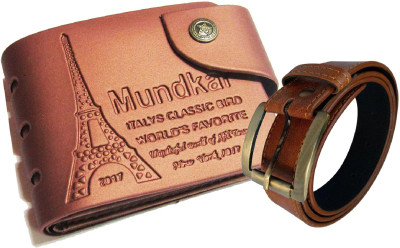 

peacock mundkar Wallet, Belt Combo(Tan)