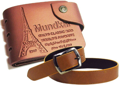 

Peacock Mundkar Wallet, Belt Combo(Tan)