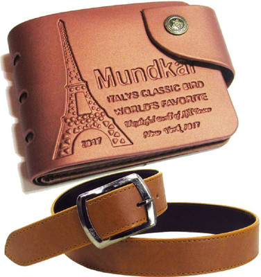 

Peacock Mundkar Wallet, Belt Combo(Tan)