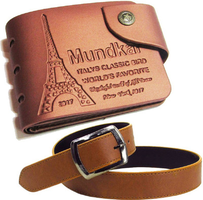 

Peacock Mundkar Wallet, Belt Combo(Tan)