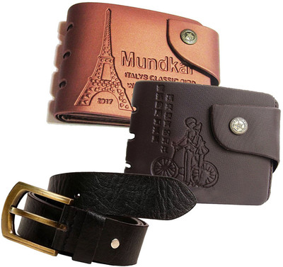 

PEACOCK MUNDKAR Wallet, Belt Combo(Tan, Black)