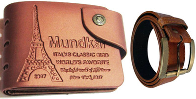 

Peacock Mundkar Wallet, Belt Combo(Tan)