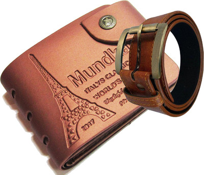 

Peacock Mundkar Wallet, Belt Combo(Tan)