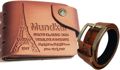 

Peacock Mundkar Wallet, Belt Combo(Tan)