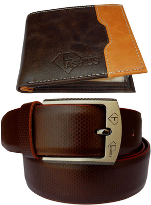 

Fashius Belt, Wallet Combo(Brown)