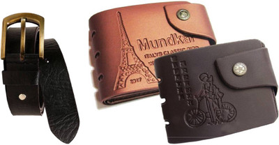 

Peacock Mundkar Wallet, Belt Combo(Tan, Black)