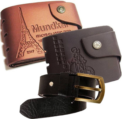 

Peacock Mundkar Wallet, Belt Combo(Tan, Black)