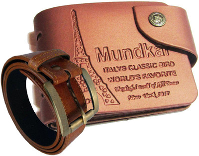 

Peacock Mundkar Wallet, Belt Combo(Tan)