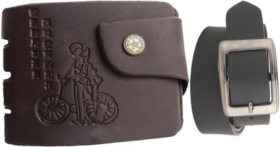Peacock Mundkar Wallet, Belt Combo(Black)